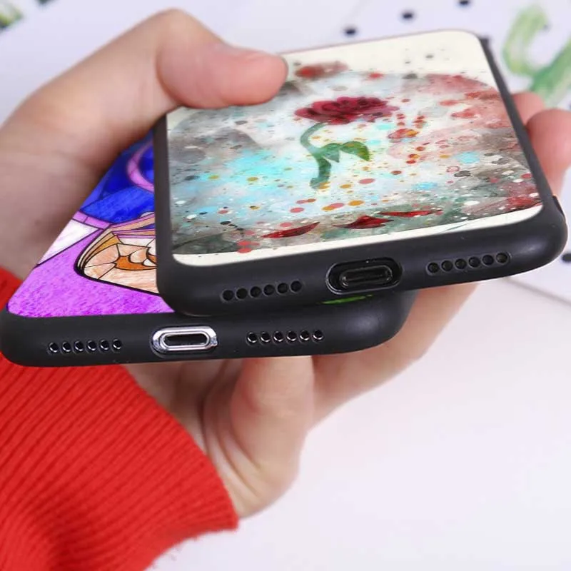 Beauty Beast Rose Princess Art чехол для iPhone X XS MAX XR 7 8 6 6S plus 5s SE Прозрачный мягкий силиконовый