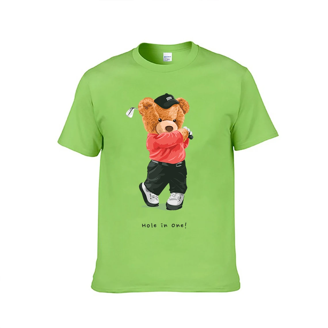 

Children Boys and Girls Summer T-shirt Cartoon Golf Teddy Bear Printed Tops Child Casual Fashion Clothing Cotton Short Sleeved
