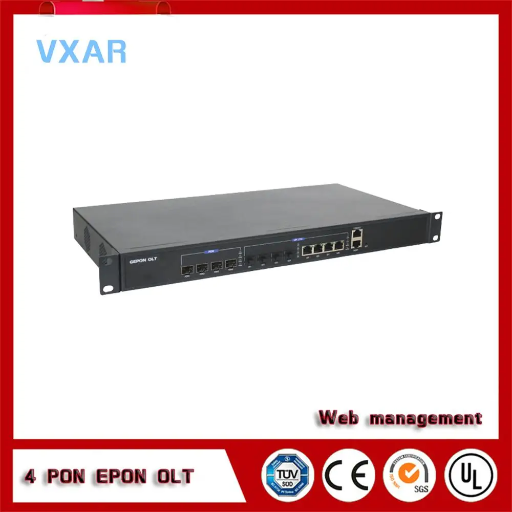 4 PON порта EPON OLT оборудование с SFP модулями 1 U mini OLT веб-управление
