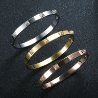 luxury rivet cross crystal bracelet bangle punk rhinestone stainless steel open cuff bracelet for men women wedding jewelry