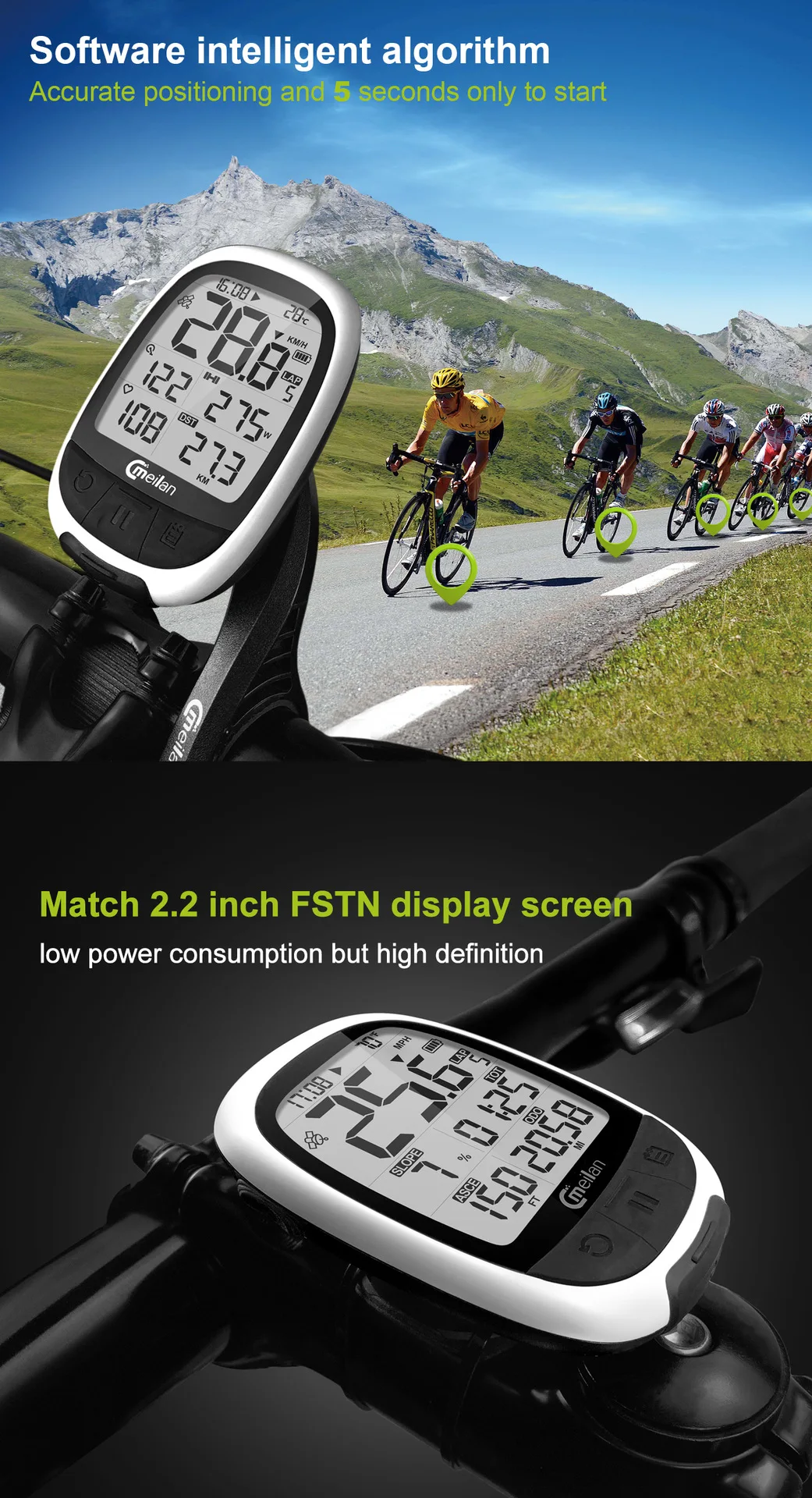 Велосипедный компьютер gps Bluetooth ANT+ велосипедный компьютер Meilan M2 поддержка подключения с каденсом пульсометр(не включает