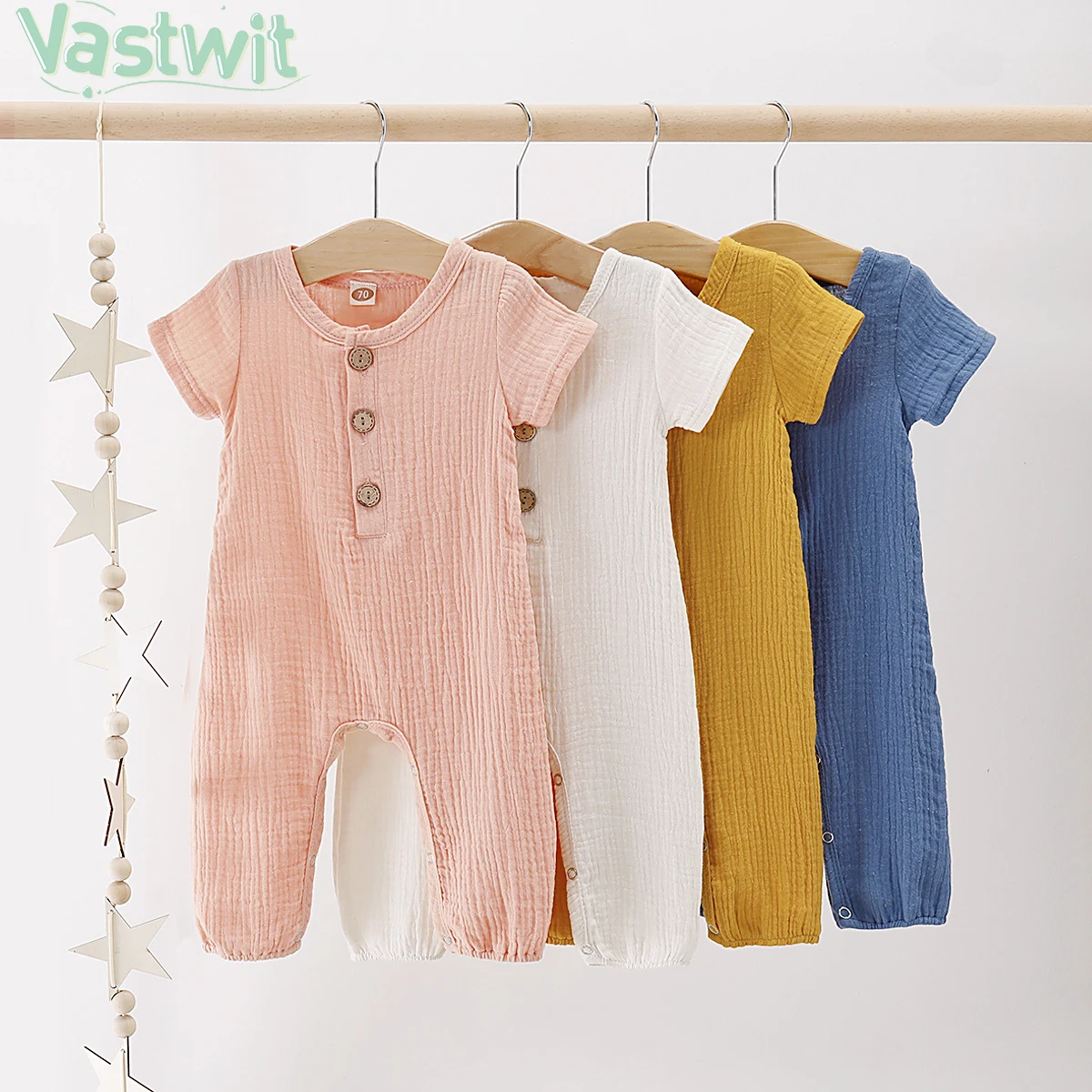 

Летние однотонные боди для новорожденных мальчиков и девочек, хлопковые льняные комбинезоны для малышей, детские комбинезоны с коротким ру...