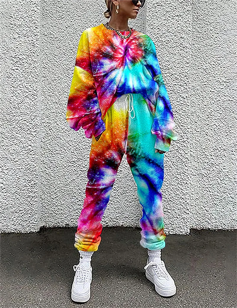 

Women's Streetwear Cinched Print Going out Casual / Daily Two Piece Set Pant Loungewear Jogger Pants Sweatshirt Tracksuit Drawst