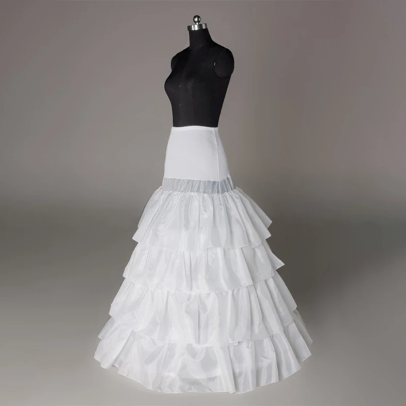 

2021 New 4-Hoop 4 Layer Ruffled Wedding Petticoat Skirt Bridal Dress Crinoline Underskirt