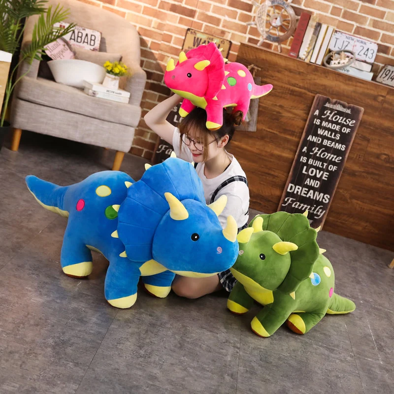 

Big Size Triceratops Plush Toy Cartoon Dinosaur Animal Doll Stuffed Toy Cute Kids Boys Birthday Christmas Gifts High Quality