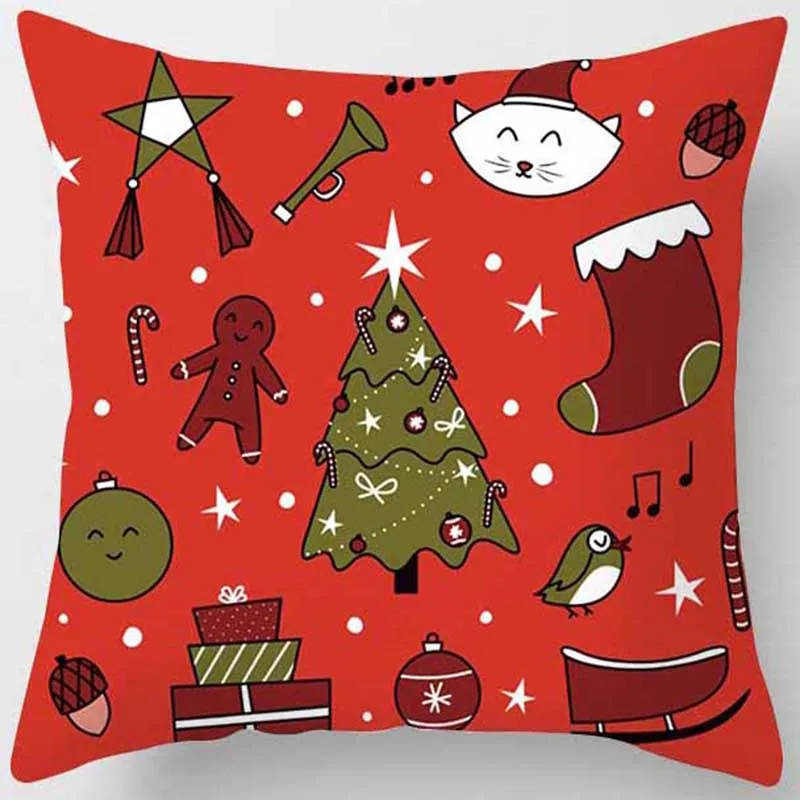 Рождественская подушка с деревом случае Зима идет квадратная наволочка милый мультфильм наволочки размер 45*45 см