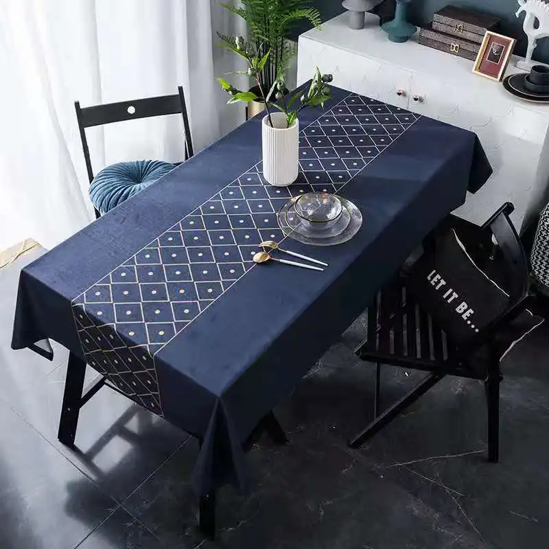 

Velvet Tablecloth on Table Blue Plaid Table Cover for Dinning Room Toalha De Mesa Nordic Style Kitchen Decorative Table Basse