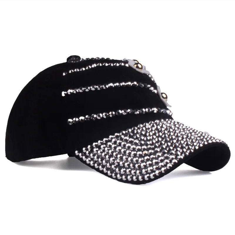 2021 New Rhinestone Baseball Cap with Flowers Women Adjustable Sun Hat Denim Hip Hop Cap Bone Dropshipping 8 Colors