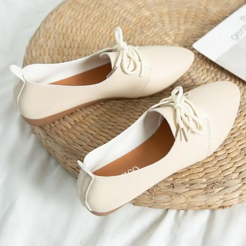 FITWEE Size 35-40 Women Flat Shoes Point Toe Cross Strap Spring Summer Leisure Low Heels Female Footwear | Обувь