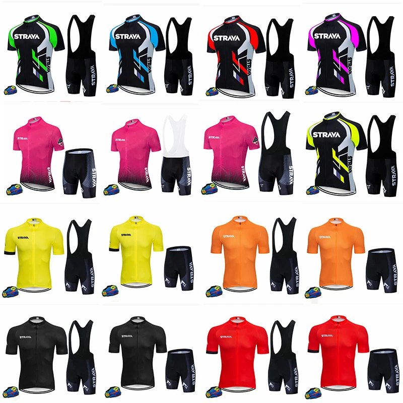 

Спортивная одежда STRAVA Pro, одежда с коротким рукавом, велосипедные комплекты из Джерси (нагрудник), летняя велосипедная одежда для езды на вел...