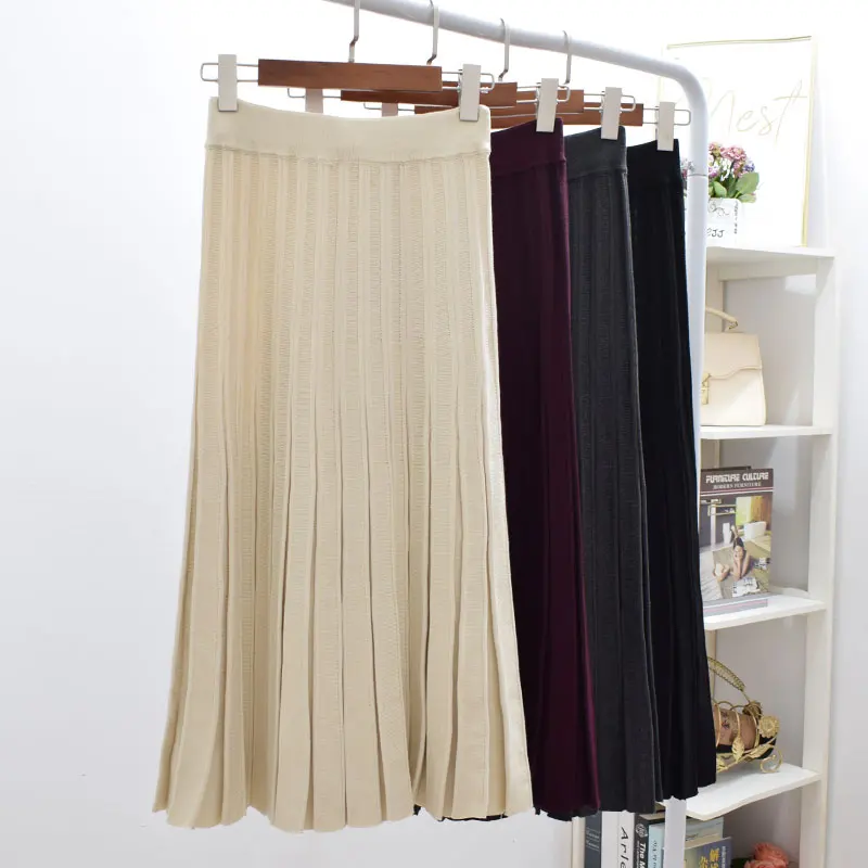 2019 новые модные женские темпераментные вязанные юбки с высокой талией большого