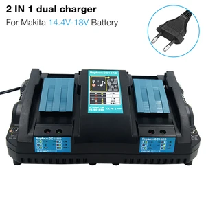 dual battery charger for makita li ion 14 4v 18v bl1830 bl1430 dc18rc dc18ra eu plug 4a charge current 1 usb adapter for phone free global shipping