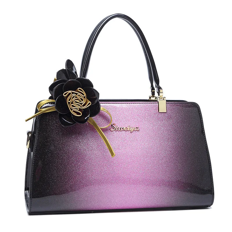 

New Fashion Flowers Women Handbags European Design Patent Leather Ladies Shoulder Bags Female Girl Brand Luxury Crossbody Bag