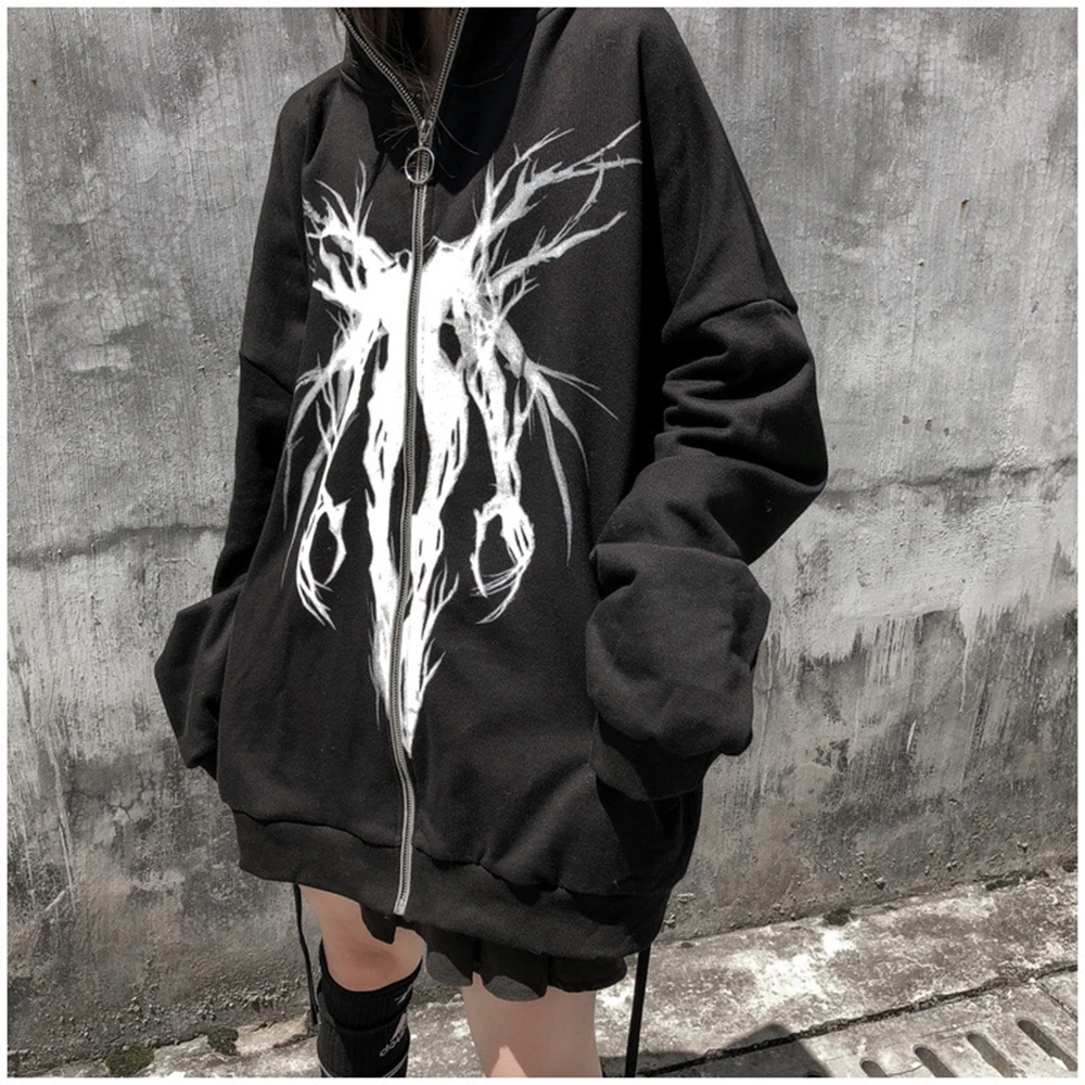 

Dark Style Punk Hiphop Uniform Stitch Hoodie Y2k Girl Stitch Sweatshirt Sweatsuit Couple Oversize Zip-up Street Sport Jacket New