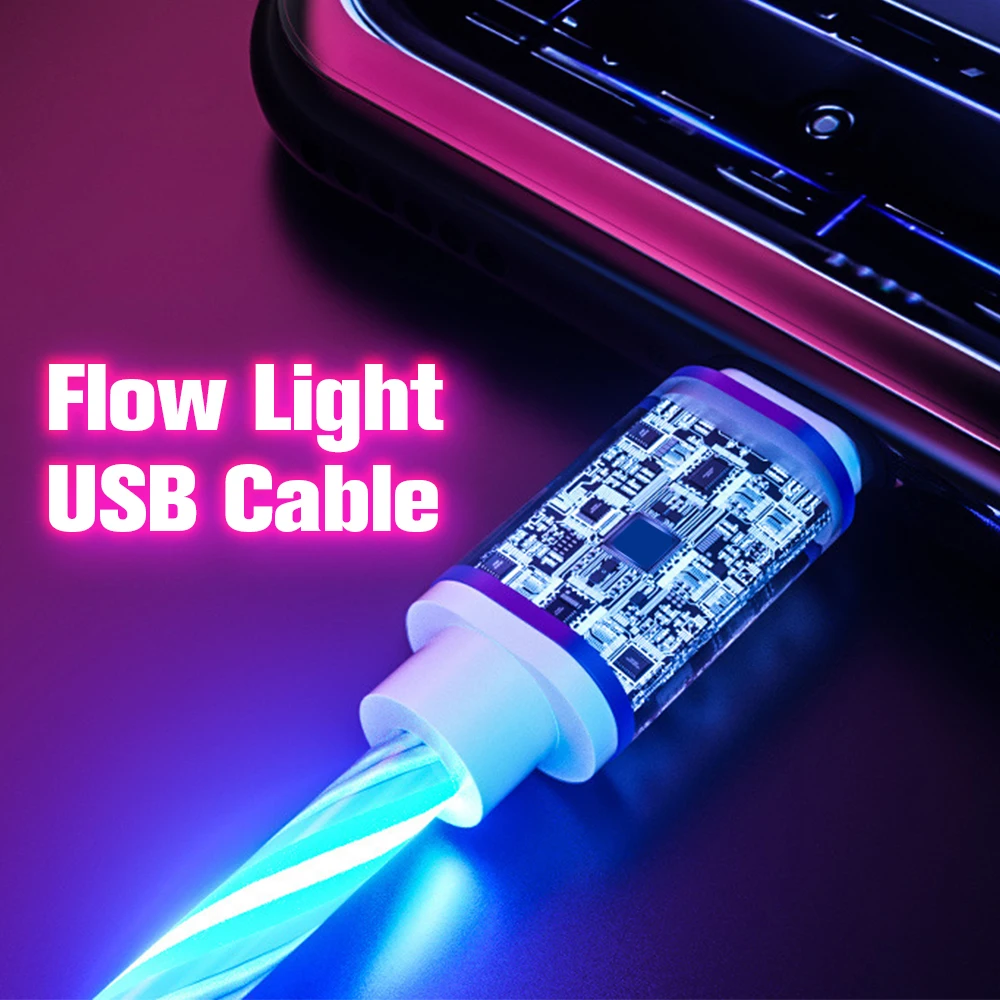 Зарядный кабель ANMONE USB светодиодный светящийся для передачи данных цветной