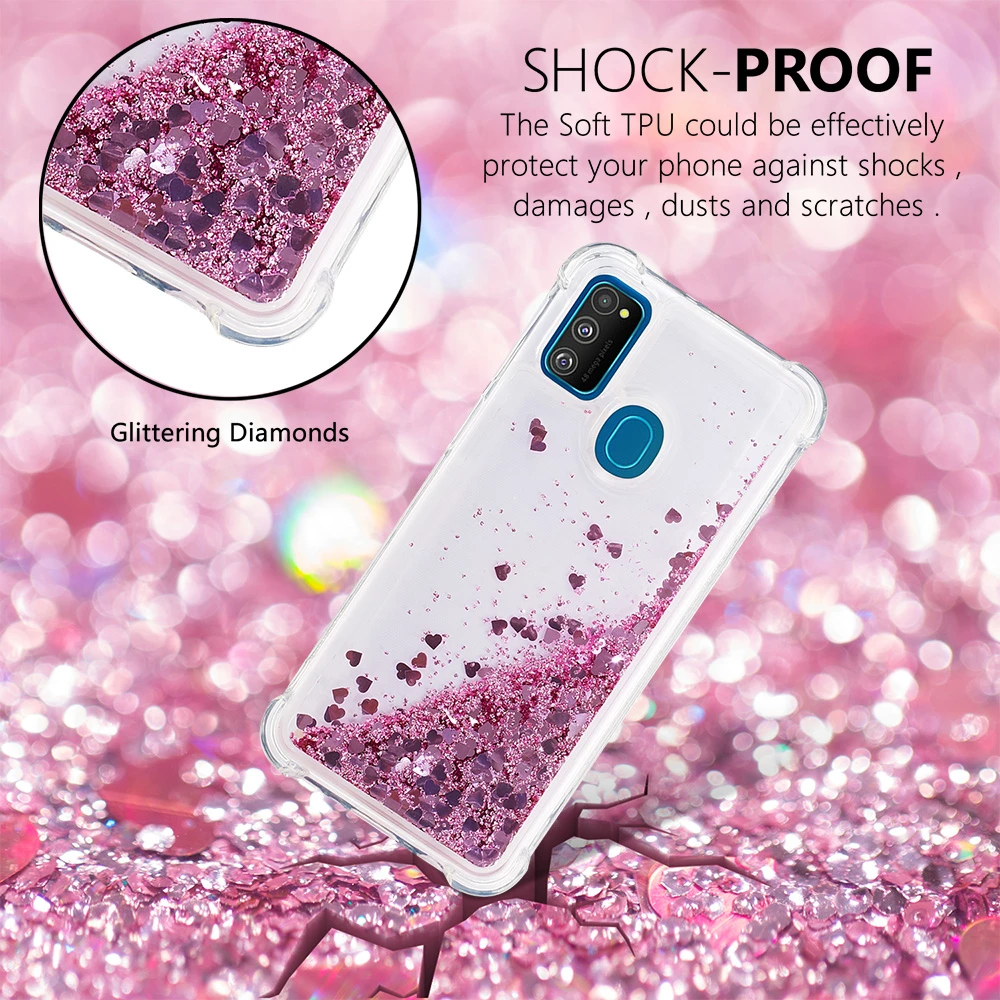 Luxury Love Heart Sequin Quicksand Case For Samsung Galaxy A70 A50 M30S A10E A40 Ultra thin Shiny Beautiful Soft TPU Cover | Мобильные