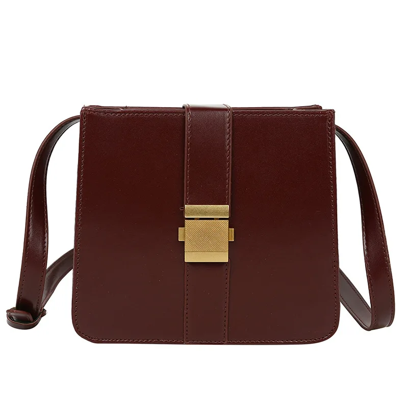 

2020 new bag female lock single shoulder messenger portable female bag niche retro small square bag lock