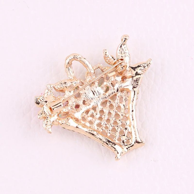 Цветочная корзина полый бриллиант брошь женская Цветная из сплава цветное