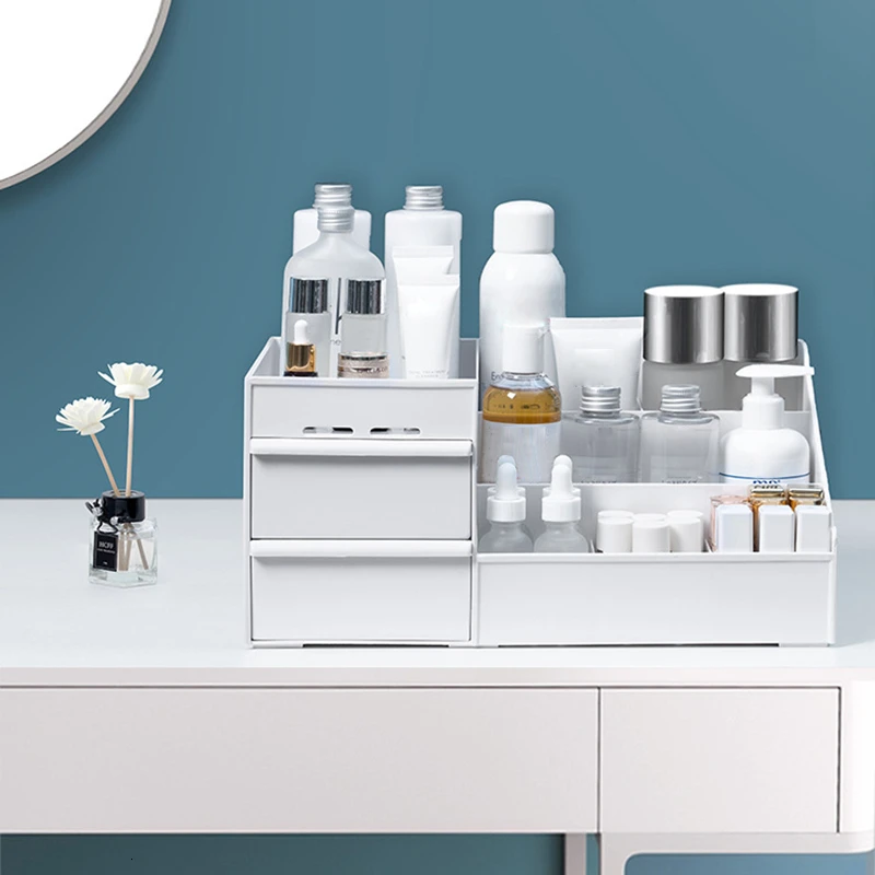 Ящик для хранения косметики большой емкости органайзер макияжа туалетный столик