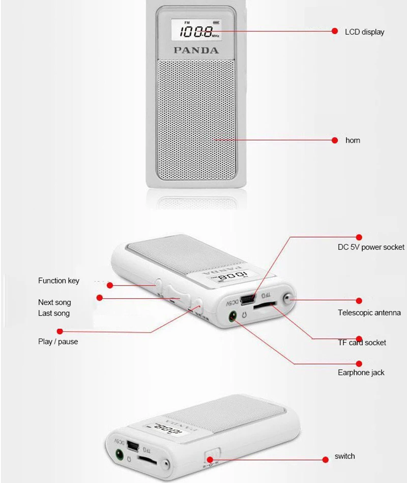 Mini Pocket Speaker Portable Player FM LCD Digital Display Receiver Radio Station Stereo Black/White Support TF MPS WMA | Электроника