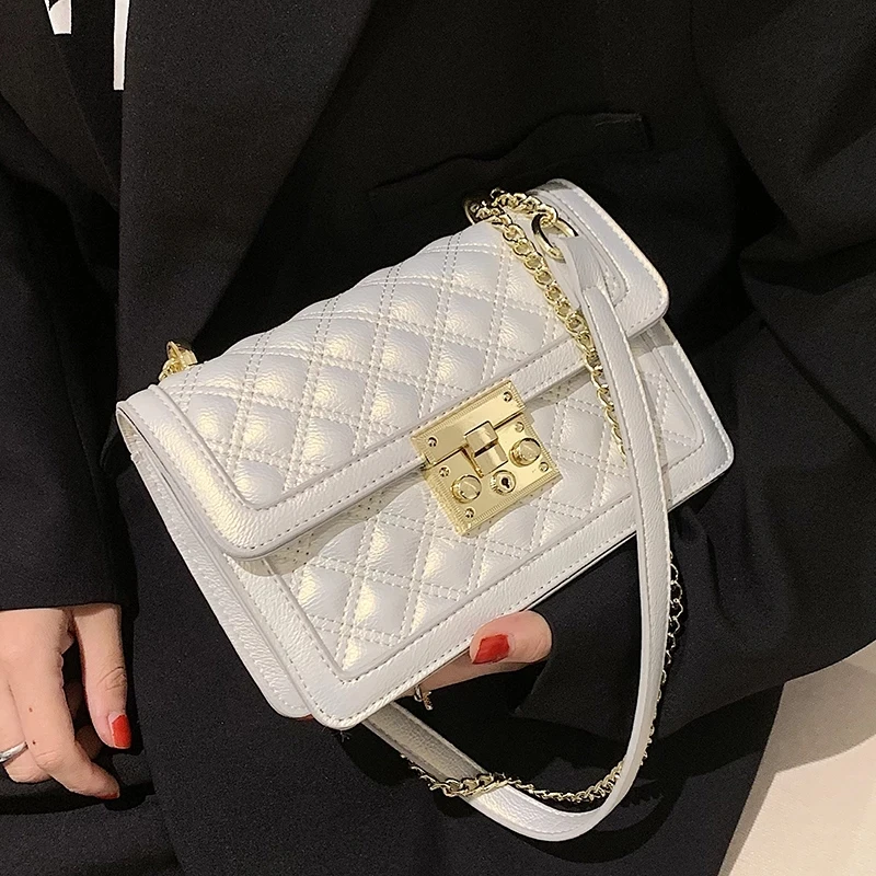 

Thread Chain Women Crossbody Messenger Bags 2021 Luxury Design Diamond Lattice Ladies Shoulder Bags Handbag Purses