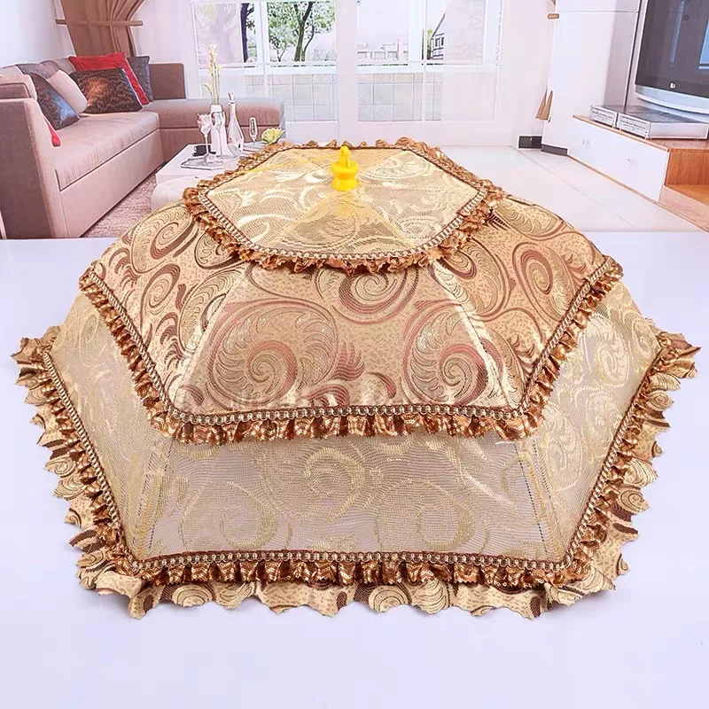 

Large Household Round Food Vegatable Dish Fruit Cover Bowl Plate Cover Dust Mosqito Cover Lace Breathable Material