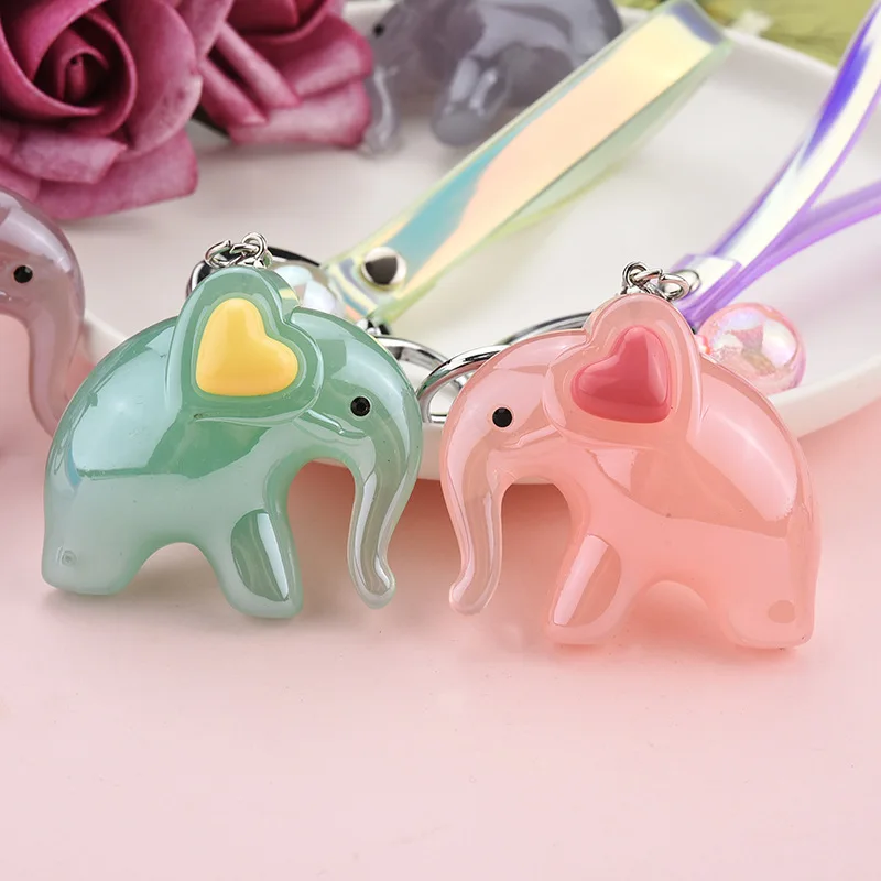 Fashion Cartoon Elephant Doll Keychain Love Girl Charm Keychain Pendant Personality Lady Backpack Mobile Phone Crystal Keychain