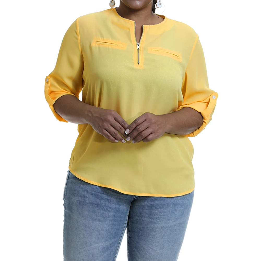 

5XL Plus Size V-Neck Round Neck Tops for Women Basic Long Sleeve Solid Color Spring Autumn Pullover Casual Loose Ladies Shirts