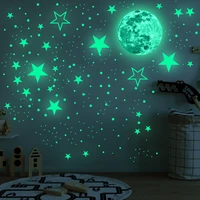 glow in the dark moon and stars wall stickers room decor ceiling art stickers for starry sky at night removable wall decal