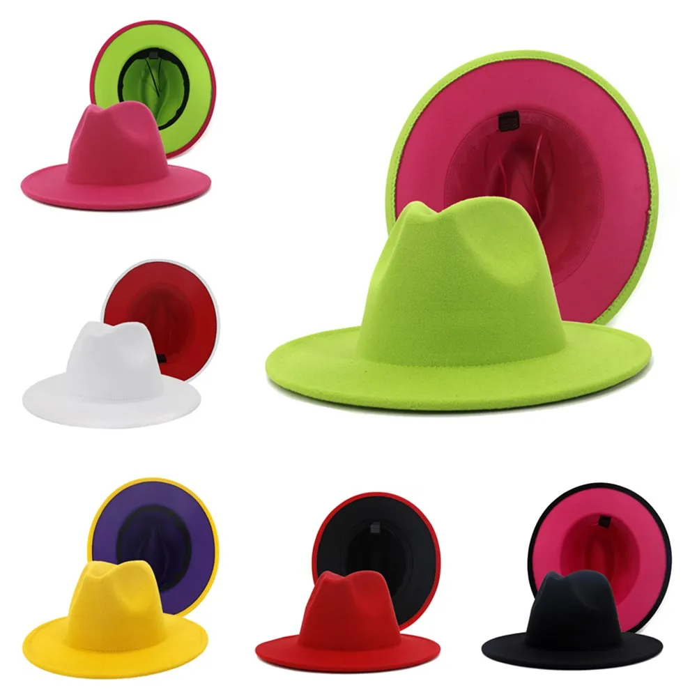 

mixed colors Jazz hats cowboy hat for women and men winter men cap red with black wool bowler hat wholesale