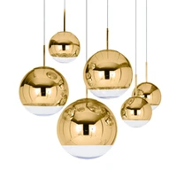 modern simple silver gold shade lighting glass globe ball pendant light round led pendant lamps luminaire kitchen light fixtures