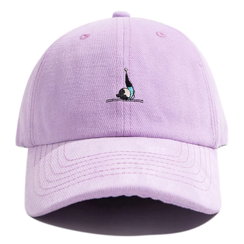 Хлопковая бейсболка с вышивкой однотонная регулируемая в стиле Харадзюку