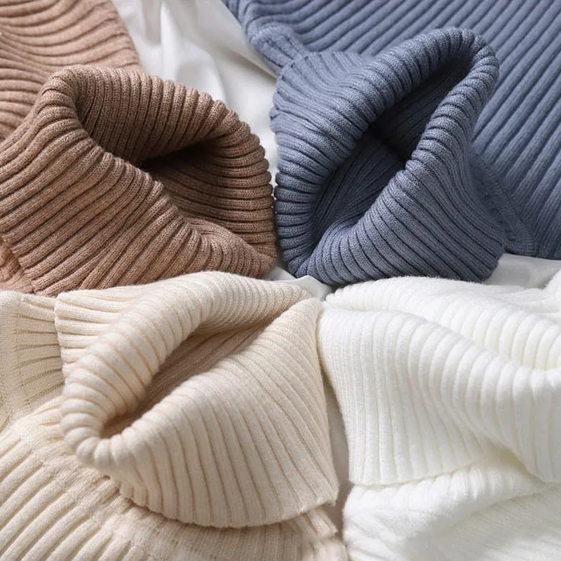 2019 осень и зима новый тонкий пуловер с высоким воротником для похудения вязаный