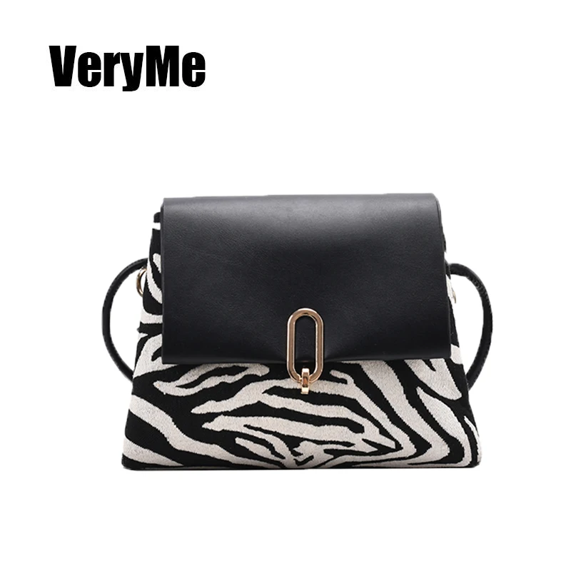 

VeryMe Zebra Printed Leather Crossbody Bag Quality Simple Small Flap Pack 2021 Trend Women's Shoulder Handbag Hot Sale Sac Femme