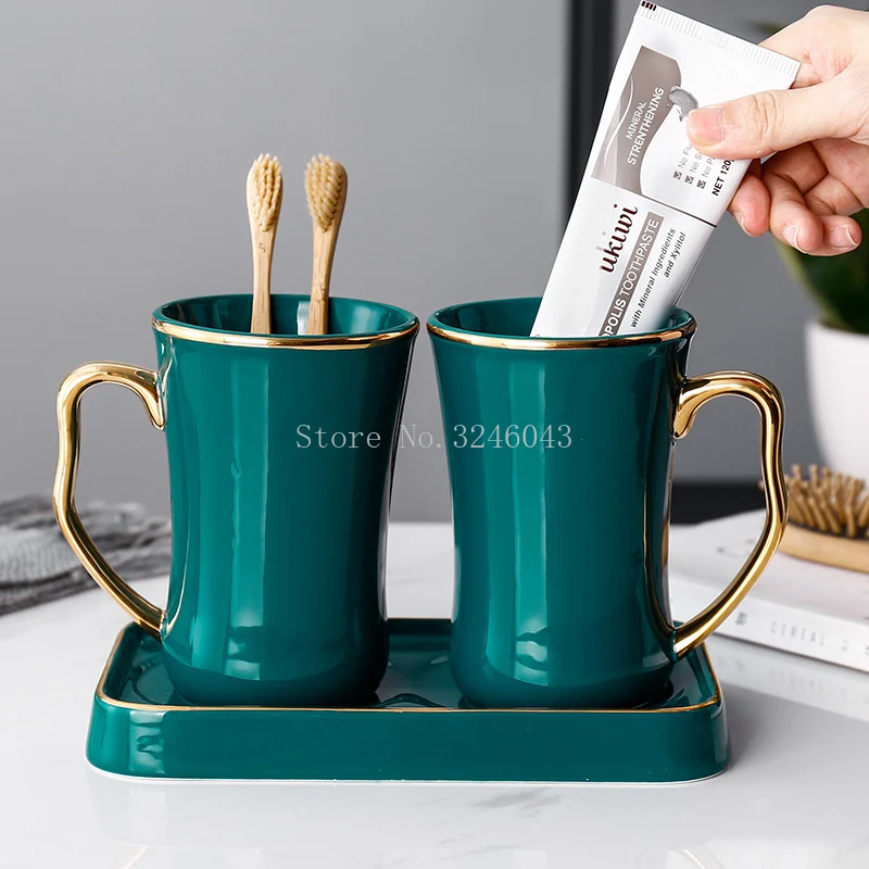 Европейский керамический набор для мытья ванной комнаты простая чашка чистки