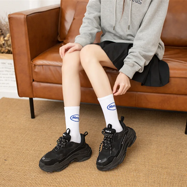 

Tide brand Mmlg Korea ulzzang европейские, американские уличные трендовые носки с буквами для мужчин и женщин, хлопковые черные и искусственные