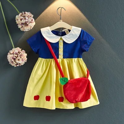 

Летнее новое платье для девочек, милое платье принцессы с кукольным воротником и короткими рукавами, мультяшное платье, детская одежда для ...