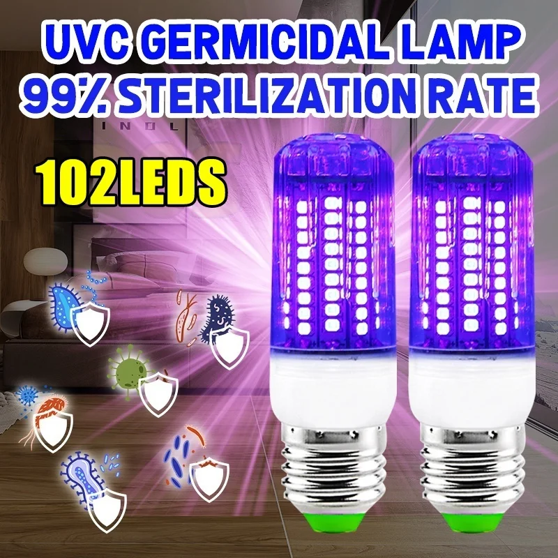 

1/2PC UV Germicidal Light E27 LED Bulb Corn 10W 220V Disinfection Kill Germs Mite UVC Sanitizing LED Ozone Lamp For Living Room