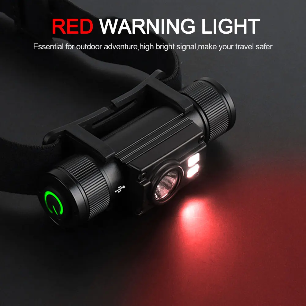 Водонепроницаемый светодиодный налобный фонарь с USB-зарядкой, белый/зеленый/красный свет, 1 * L2 + 2 XPE, 7 режимов освещения, фонарь для кемпинга, ... от AliExpress WW