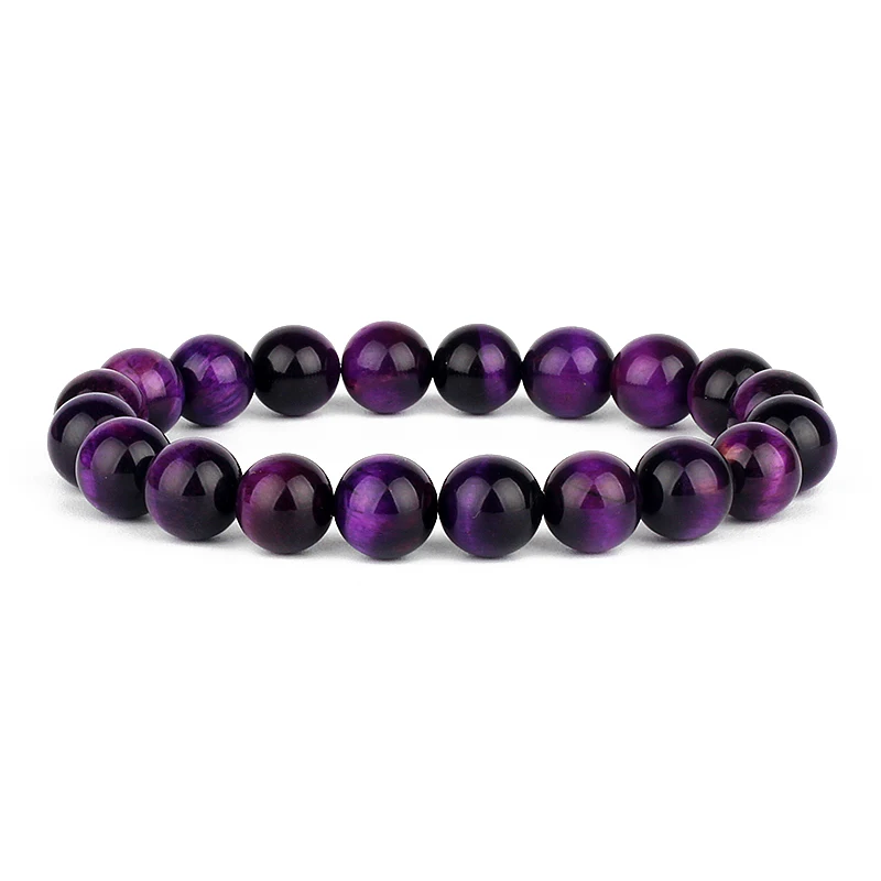 Мужской браслет из натуральных фиолетовых тигровых глаз мужской Wo Men 6/8/10/12 мм