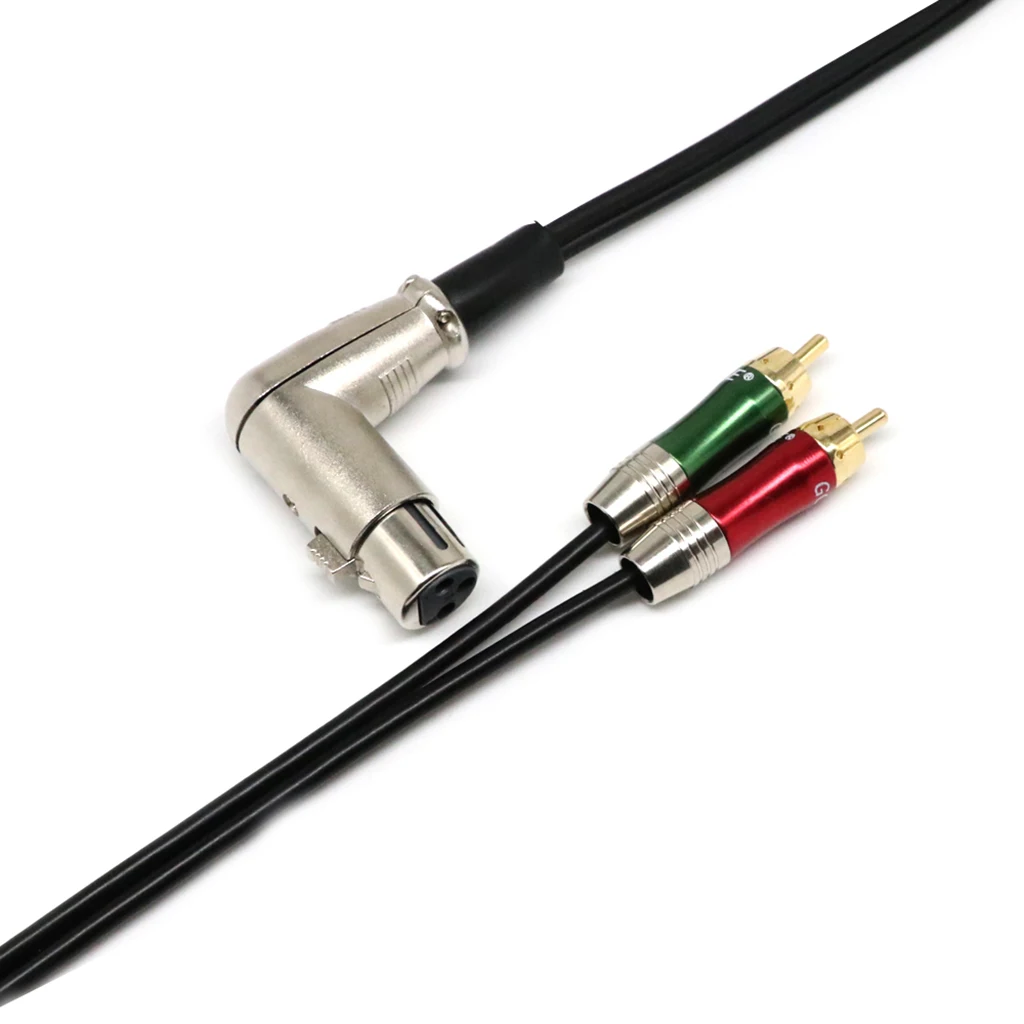 90 градусов ° 3 контакта разъем XLR к 2 двойным RCA Y-образный сплиттер соединительный
