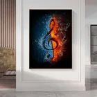 Абстрактная Картина на холсте с изображением воды и огня музыкальных нот настенные плакаты и принты современные картины для гостиной домашний декор
