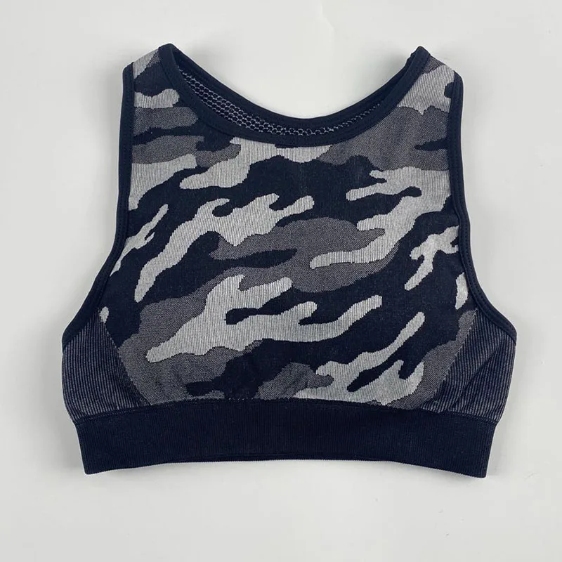 Комплект женский для фитнеса камуфляжный бесшовный бюстгальтер и леггинсы с