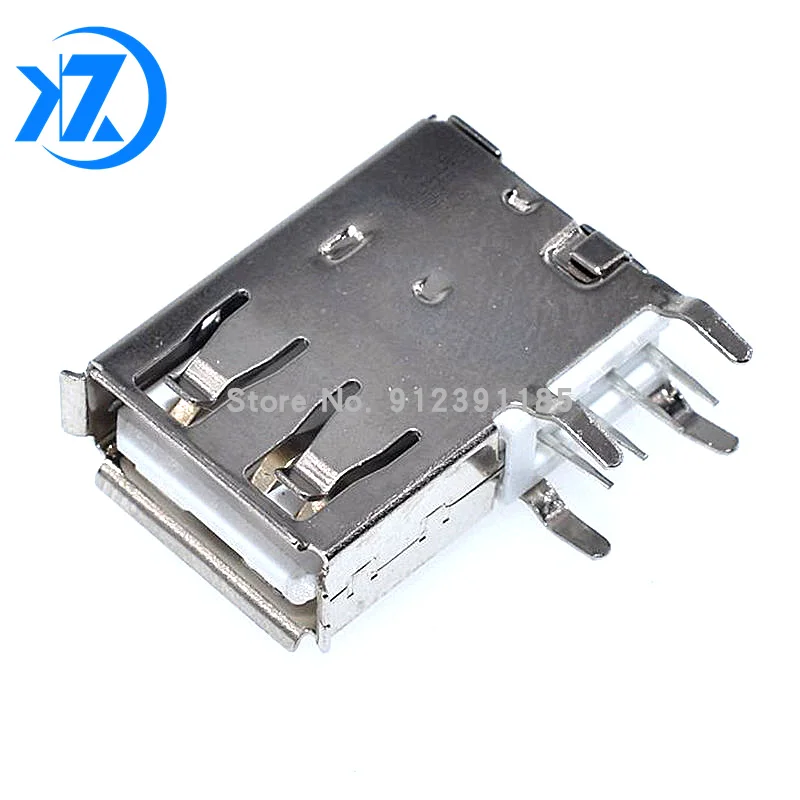 

10Pcs USB Type A Female Solder Jacks Connector Side Needle 4Pin 90 Degree USB Data Interface Length 19.5mm