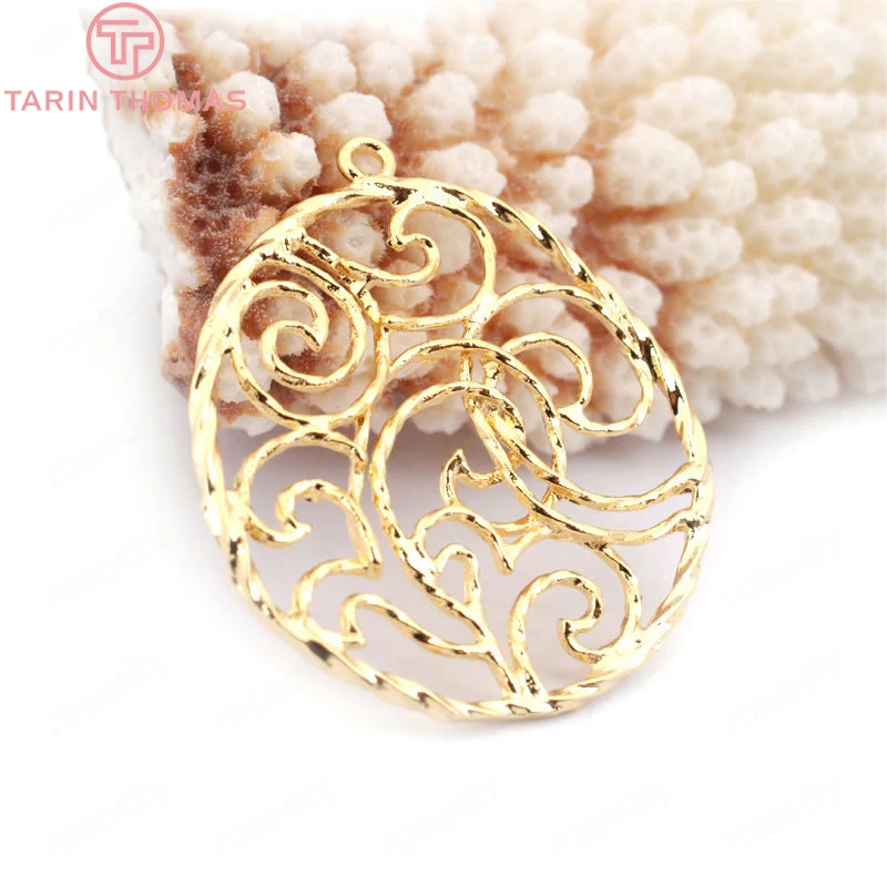 

(33491)6PCS 29*26MM 24K Gold Color Brass Curled Twist Wire Charms Pendants High Quality Diy Jewelry Findings Accessories