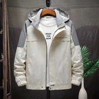 spring autumn new fashion mens jacket streetwear hooded casual top loose patchwork jacket workwear youth hip hop windbreakers