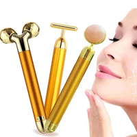 24k gold energy beauty bar set vibration facial massage face lift massager anti age skin tighten firm roller reduce double chin