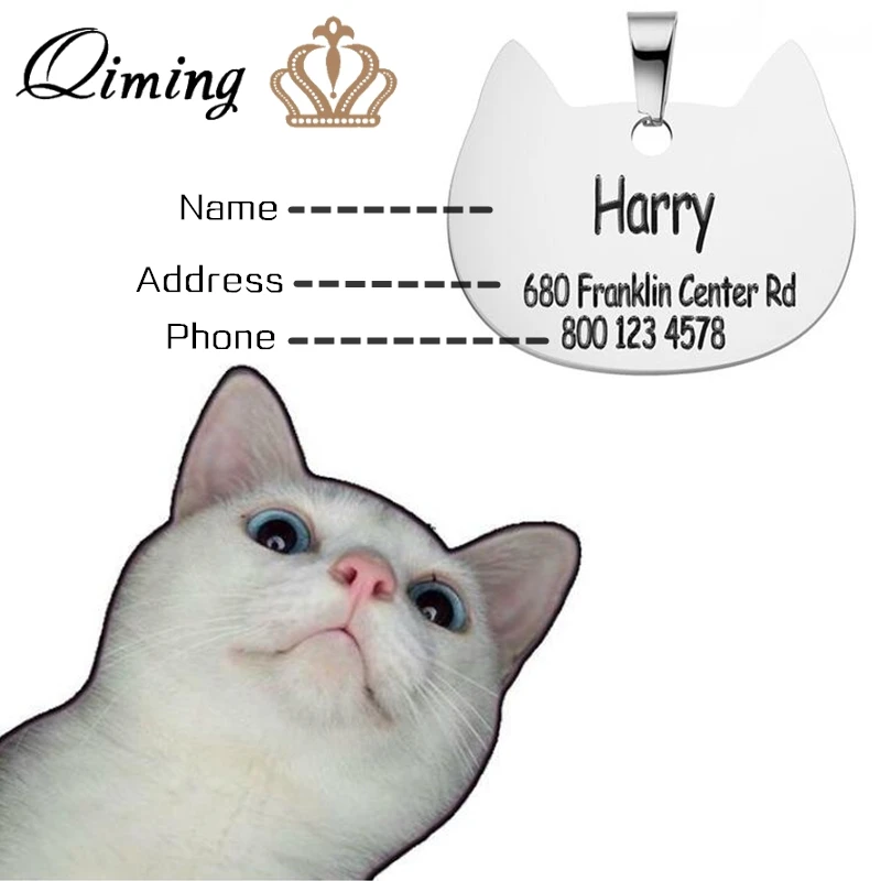 

Stainless Steel Customized Cat Pet Collar Dog Cat ID Tag Name Telephone Free Engraving Animal Lover Accessories Collar