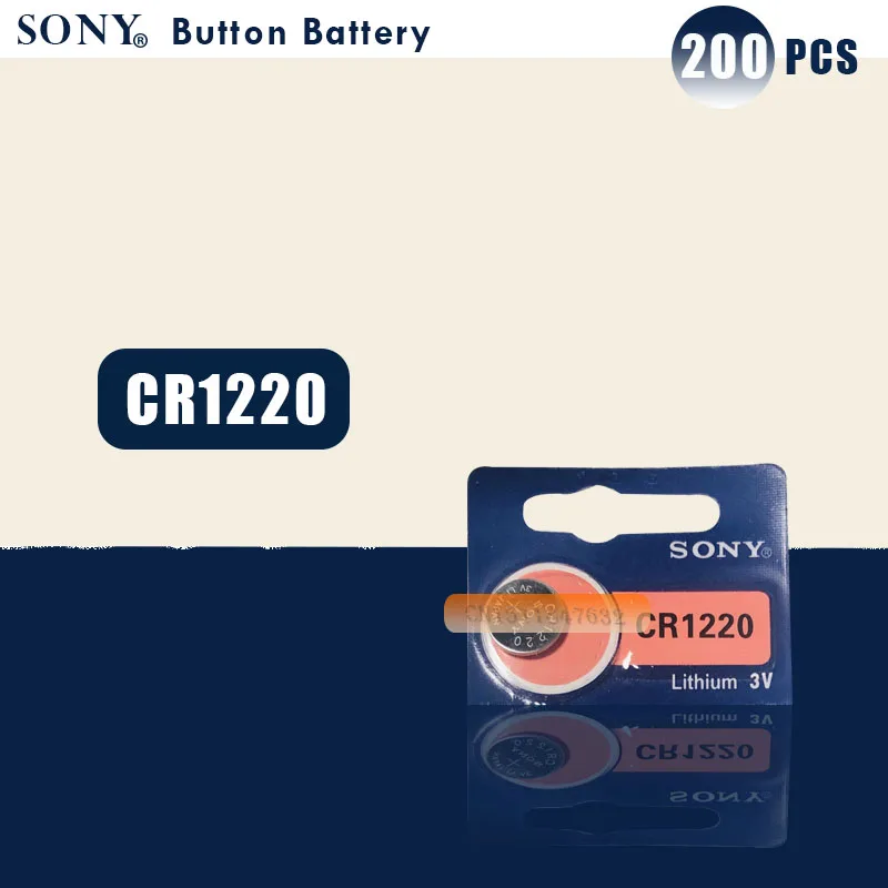 200 шт. Sony 100% оригинальная CR1220 Кнопочная батарея для часов автомобильный пульт
