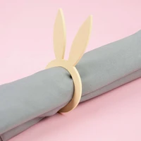 10pcs rabbit ear napkin rings nature wood ring tissue napkins holder for happy easter party table decoration wooden tableware